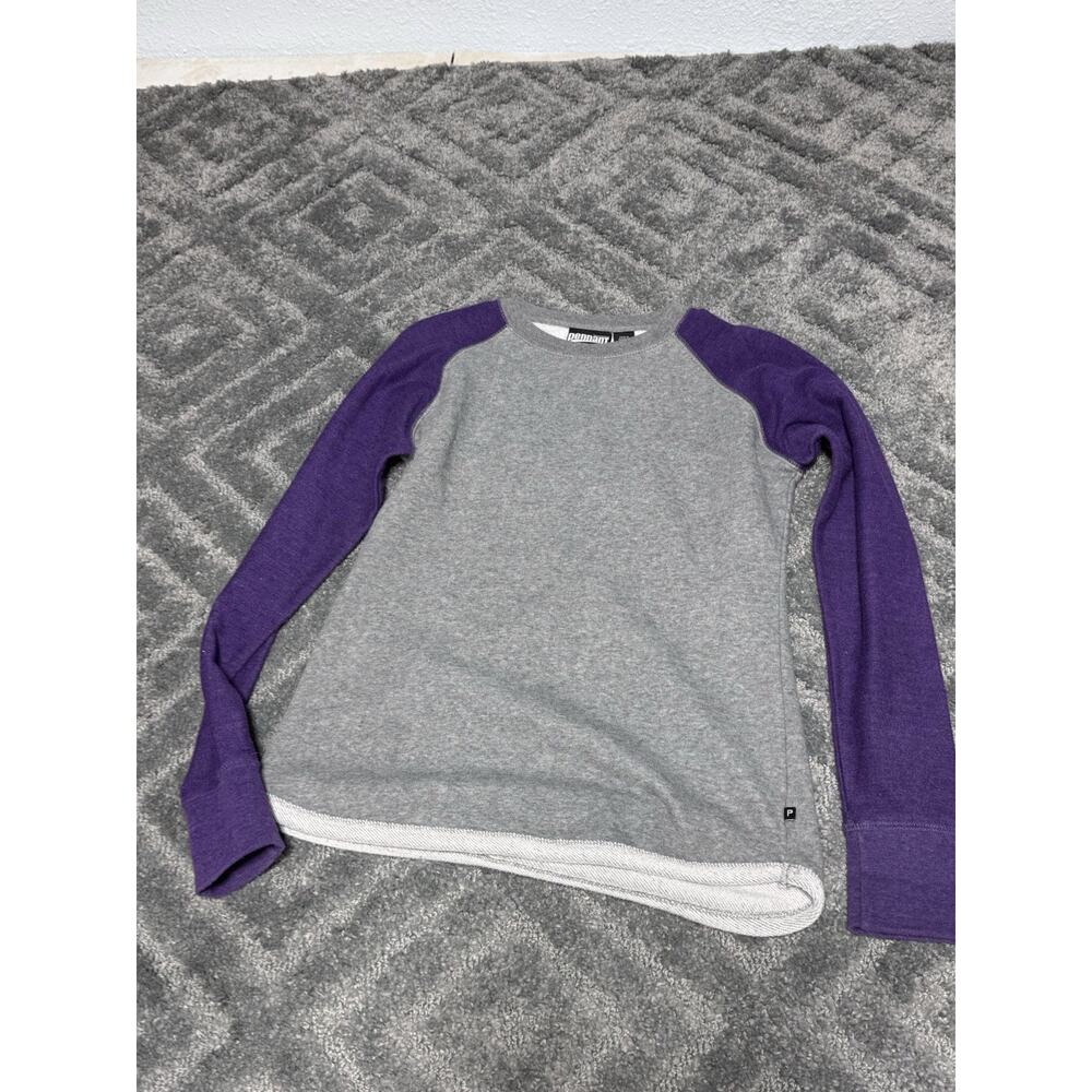 Pennant Sportswear Gray Purple Blank Long Sleeve Shirt Cotton Polyester Size M